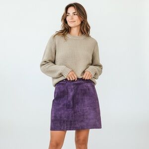 Vintage 90s Purple 100% Suede Leather Mini Skirt from Lord & Taylor